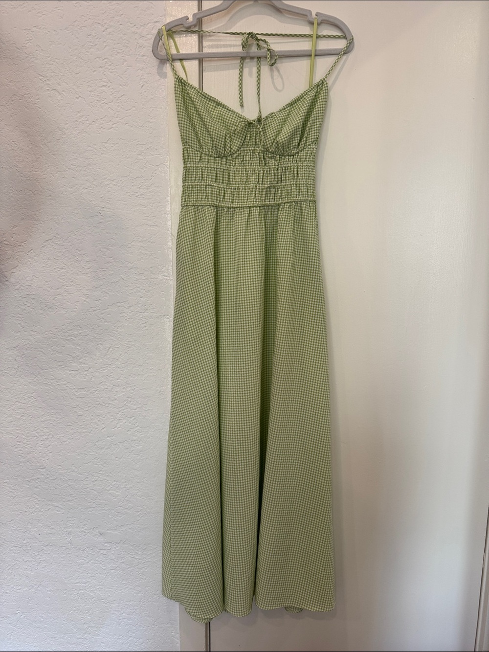 SOLID & STRIPED Light Green Gingham Maxi Dress